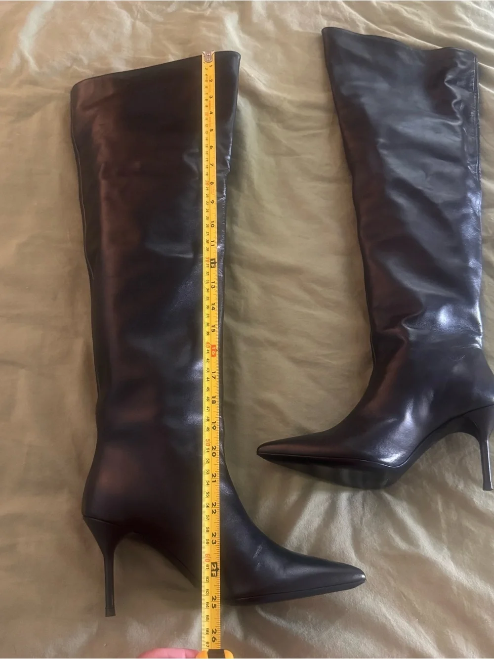 New STAUD Sebastian Black Leather Over The Knee Boots $895 Size EU 39 US 9
